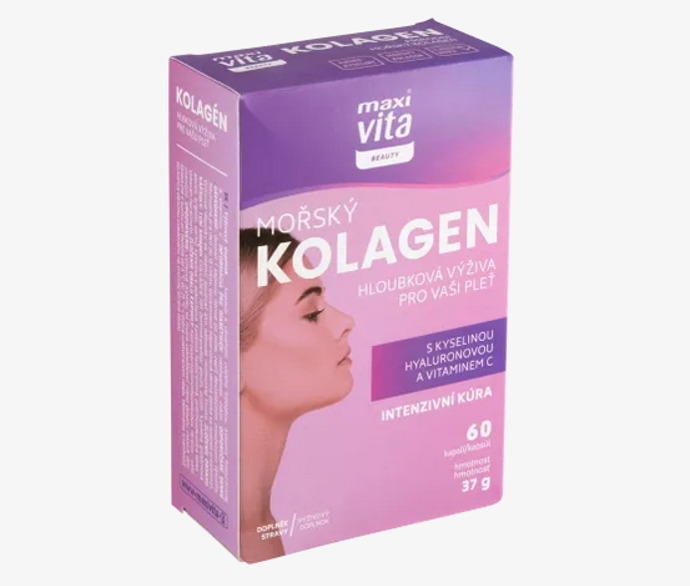 Maxi Vita Beauty Mořský kolagen obsahuje vysokou dávku bioaktivního mořského kolagenu Collagen HM, který je výjimečný pro svoji vysokou biologickou vstřebatelnost. Dodává tělu potřebné peptidy a aminokyseliny důležité pro tvorbu kolagenu. Složení navíc obsahuje kyselinu hyaluronovou a vitamín C. 289 Kč
