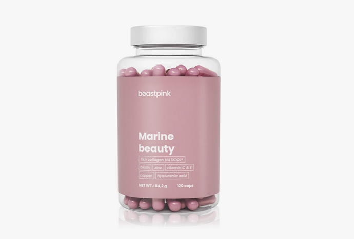 Kapsle BeastPink Marine Beauty obsahují unikátní mořský kolagen z ryb NATICOL®, kyselinu hyaluronovou, vitaminy C a B2 a E a minerály, které jsou efektivní v boji za krásnou, svěží a elastickou pleť. 299 Kč
Kapsle BeastPink Marine Beauty obsahují unikátní mořský kolagen z ryb NATICOL®, kyselinu hyaluronovou, vitaminy C a B2 a E a minerály, které jsou efektivní v boji za krásnou, svěží a elastickou pleť. 299 Kč