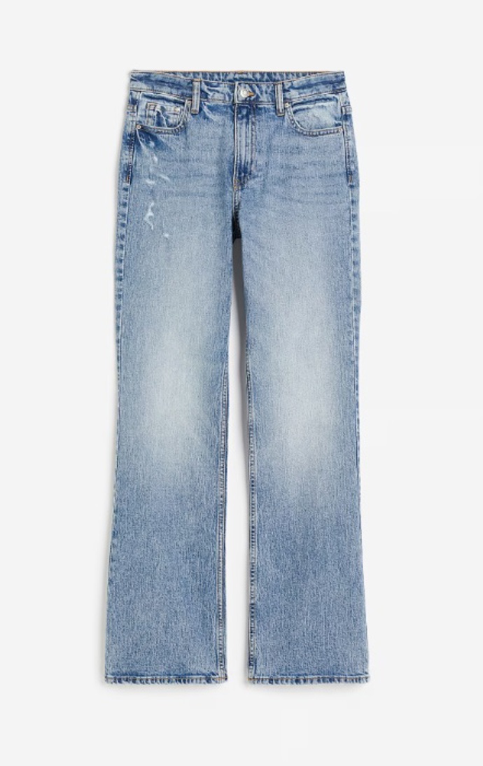 Bootcut džíny s vysokým pasem, H&M, 839 Kč

