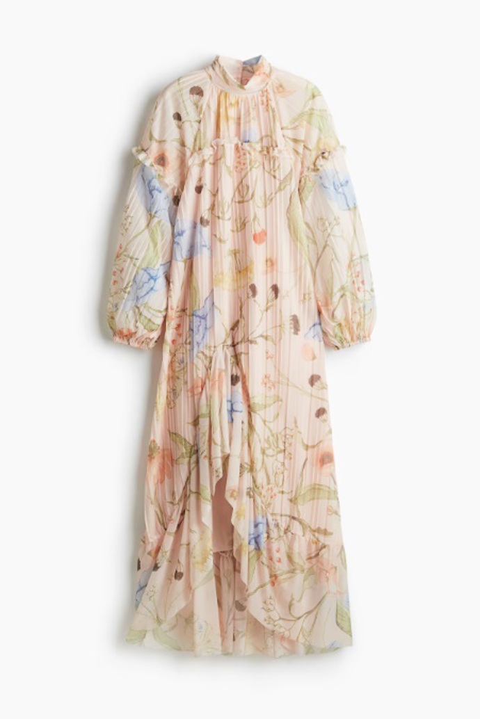 Dlouhé šaty lemované volánky, H&M, 1 459 Kč
