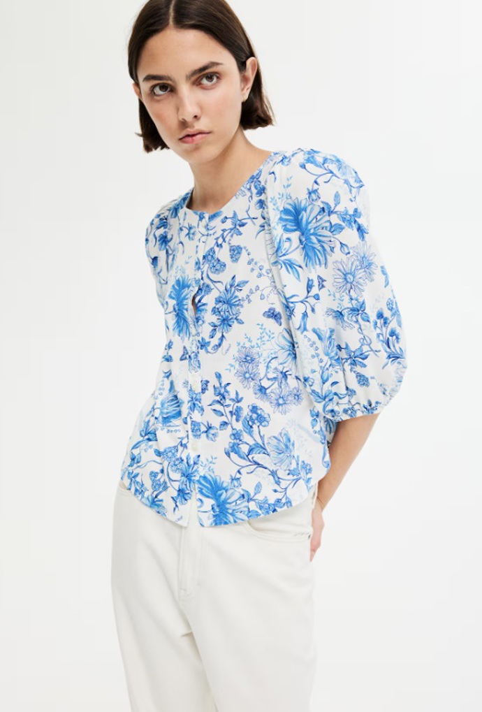 Květovaná halenka z lněné směsi, H&M, 479 Kč
