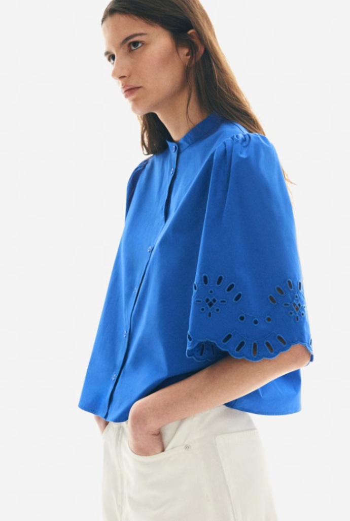 Bavlněná halenka s nabíranými rukávy, H&M, 549 Kč
