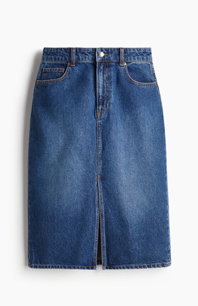 Pouzdrová denimová sukně, H&M, 719 Kč

