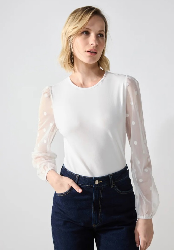 Top s průsvitnými rukávy, Anna Field, 369 Kč
