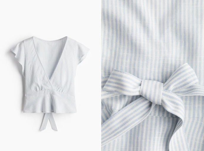 Halenka z lněné směsi s mašlí vzadu, H&M, 429 Kč
