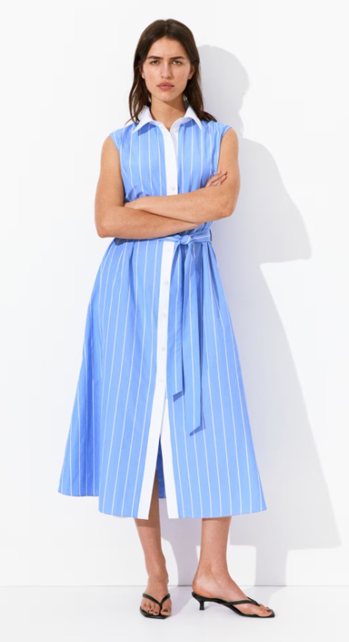 Košilové šaty s vázacím páskem, H&M, 959 Kč
