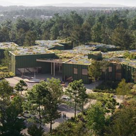 Budova s kapacitou více než 12 000 m² kancelářských prostor je navržena s ohledem na harmonické propojení s okolní přírodou. Pět podélných sekcí směřujících do lesa vytváří unikátní prostor pro práci i relaxaci. Kanceláře jsou organizovány kolem sdílených vnitřních prostor a venkovních zelených nádvoří. Ty přirozeně rozšiřují pracovní prostor do lesa.
Budova s kapacitou více než 12 000 m² kancelářských prostor je navržena s ohledem na harmonické propojení s okolní přírodou. Pět podélných sekcí směřujících do lesa vytváří unikátní prostor pro práci i relaxaci. Kanceláře jsou organizovány kolem sdílených vnitřních prostor a venkovních zelených nádvoří. Ty přirozeně rozšiřují pracovní prostor do lesa.