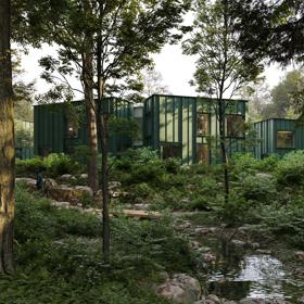 Budova s kapacitou více než 12 000 m² kancelářských prostor je navržena s ohledem na harmonické propojení s okolní přírodou. Pět podélných sekcí směřujících do lesa vytváří unikátní prostor pro práci i relaxaci. Kanceláře jsou organizovány kolem sdílených vnitřních prostor a venkovních zelených nádvoří. Ty přirozeně rozšiřují pracovní prostor do lesa.
Budova s kapacitou více než 12 000 m² kancelářských prostor je navržena s ohledem na harmonické propojení s okolní přírodou. Pět podélných sekcí směřujících do lesa vytváří unikátní prostor pro práci i relaxaci. Kanceláře jsou organizovány kolem sdílených vnitřních prostor a venkovních zelených nádvoří. Ty přirozeně rozšiřují pracovní prostor do lesa.