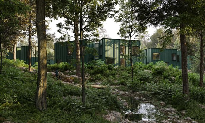 Budova s kapacitou více než 12 000 m² kancelářských prostor je navržena s ohledem na harmonické propojení s okolní přírodou. Pět podélných sekcí směřujících do lesa vytváří unikátní prostor pro práci i relaxaci. Kanceláře jsou organizovány kolem sdílených vnitřních prostor a venkovních zelených nádvoří. Ty přirozeně rozšiřují pracovní prostor do lesa.
Budova s kapacitou více než 12 000 m² kancelářských prostor je navržena s ohledem na harmonické propojení s okolní přírodou. Pět podélných sekcí směřujících do lesa vytváří unikátní prostor pro práci i relaxaci. Kanceláře jsou organizovány kolem sdílených vnitřních prostor a venkovních zelených nádvoří. Ty přirozeně rozšiřují pracovní prostor do lesa.