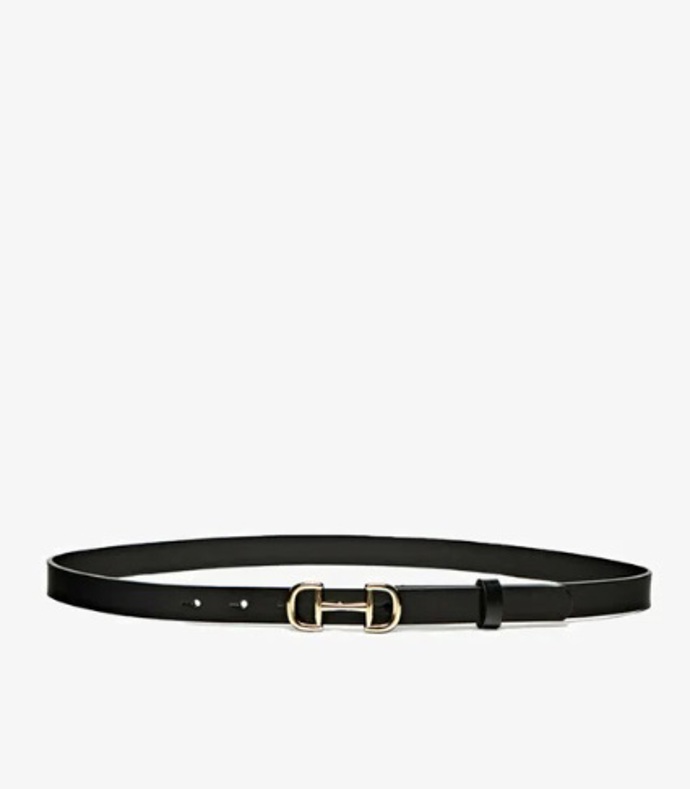 Černý opasek se zlatou sponou, Massimo Dutti, 1 299 Kč

