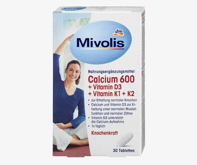 Mivolis tablety vápník 600 + vitamín D3 + vitamín K1 + K2 je doplněk stravy pro zachování zdraví kostí, svalů a zubů. Vápník podporuje zdraví kostí, svalů a zubů. Vitamín D přispívá k zachování normální funkce kostí a zubů. Vitamín K přispívá k normálnímu stavu kostí. 47 Kč
