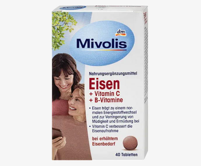Mivolis železo tablety je doplněk stravy s železem a vitamíny. Železo přispívá k normálnímu energetickému metabolismu a ke snížení míry únavy a vyčerpání. Vitamín C zvyšuje vstřebávání železa. 59 Kč
