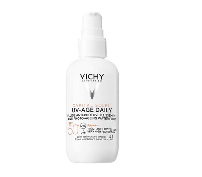 Vichy Capital Soleil UV-AGE Daily Fluid SPF50+ je lehký anti-age fluid, který působí na známky fotostárnutí. Redukuje vrásky, tmavé skvrny + pokročilá ochrana před UVA/UVB zářením. 1109 Kč
Vichy Capital Soleil UV-AGE Daily Fluid SPF50+ je lehký anti-age fluid, který působí na známky fotostárnutí. Redukuje vrásky, tmavé skvrny + pokročilá ochrana před UVA/UVB zářením. 1109 Kč
