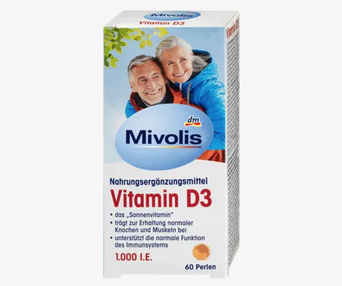 Mivolis perly s vitamínem D3 jsou vhodným doplňkem stravy pro podporu příjmu a využití vápníku v těle. Vitamín D3 podporuje příjem a využití vápníku v těle a tím přispívá ke správnému fungování kostí a zubů. Podporuje normální funkci svalů a imunitního systému. 59 Kč
