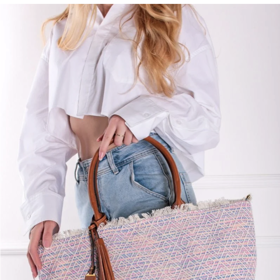 Růžovo-žlutá shopper kabela Arabella, 1219 Kč
