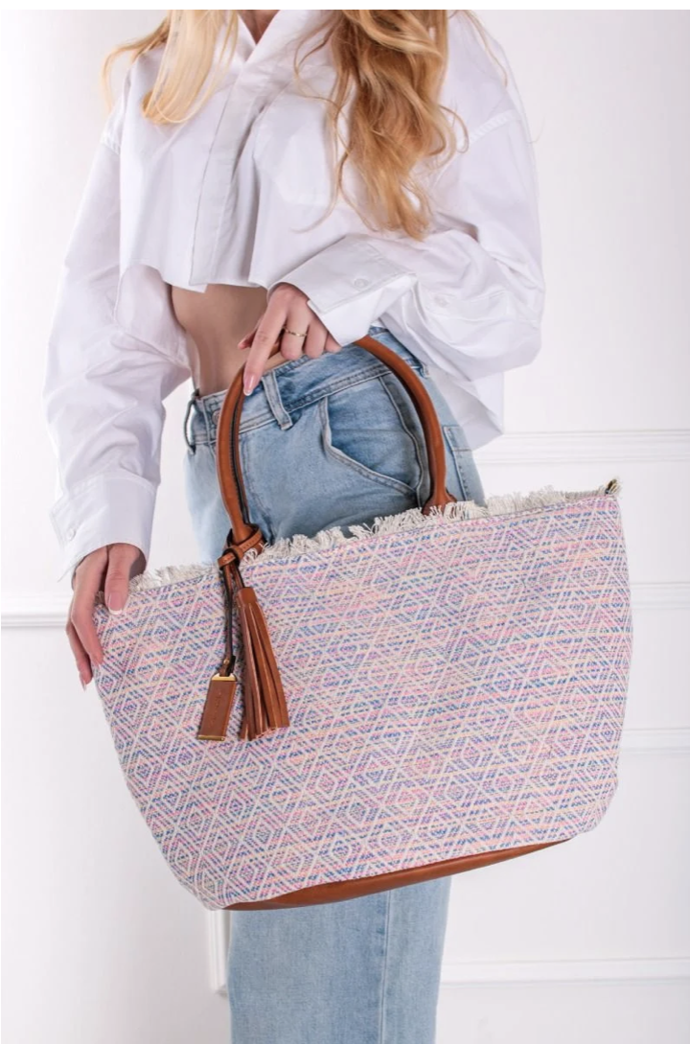 Růžovo-žlutá shopper kabela Arabella, 1219 Kč
