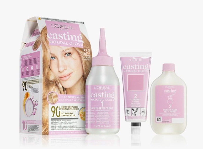 Semipermanentní  barva na vlasy medová blond, L’Oréal Paris, 156 Kč

