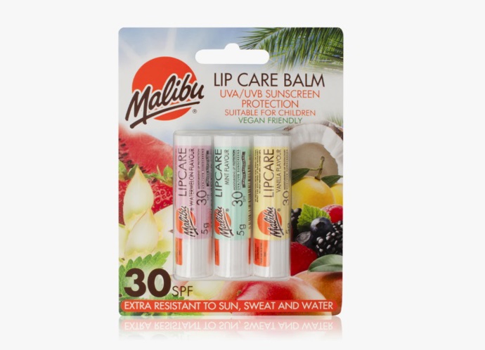 Balzám na rty SPF 30, Malibu, 58 Kč
