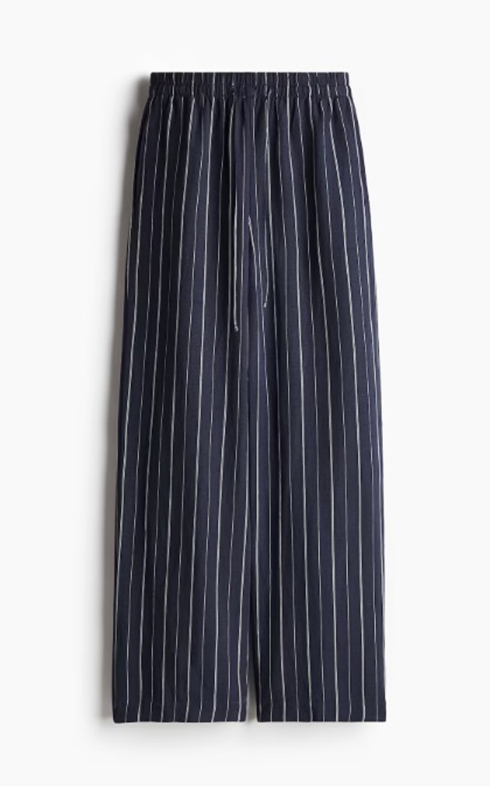 Pruhované kalhoty z lněné směsi, H&M, 479 Kč
