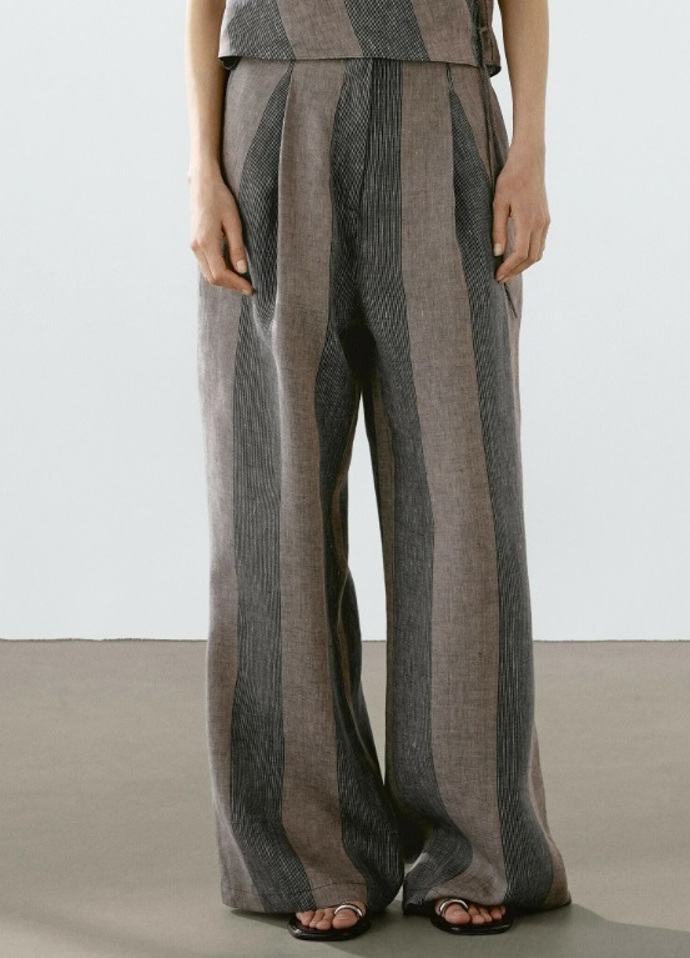 Pruhované lněné kalhoty, Massimo Dutti, 2 399 Kč
