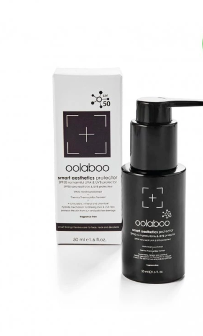 SPF 50 no harmful UVA & UVB protector, Oolaboo, 1688 Kč

Luxusní ochranný pleťový krém proti slunci vhodný k dennímu použití.
