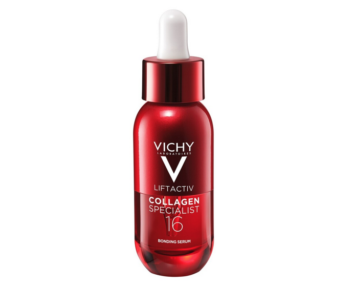 VICHY LIFTACTIV Collagen Specialist 16 sérum je pokročilý kosmetický produkt navržený pro posílení pleti postižené ztrátou kolagenu. Tento produkt pomáhá korigovat vzhled až 16 známek stárnutí, včetně vrásek, jemných linek a ztráty pevnosti. Díky kombinaci rhamnosy, peptidů a extraktu z maitake houby poskytuje pleti potřebnou výživu a hydrataci, čímž zlepšuje její celkový vzhled a zdraví. 1149 Kč
