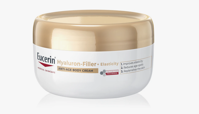 Tělový krém Eucerin Hyaluron-Filler + Elasticity pečuje o vaši pokožku a dodává jí potřebnou výživu a dlouhodobou hydrataci. 590 Kč
