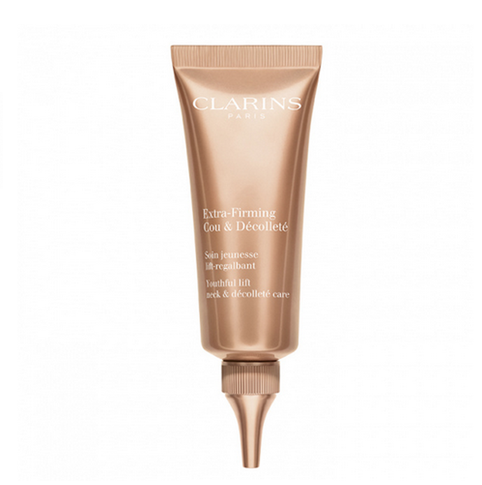 Clarins Extra-Firming Neck & Decolleté crème pro ženy ve věku kolem 40 let, které chtějí zachovat krásu a mladistvý vzhled pokožky na krku a v dekoltu.
