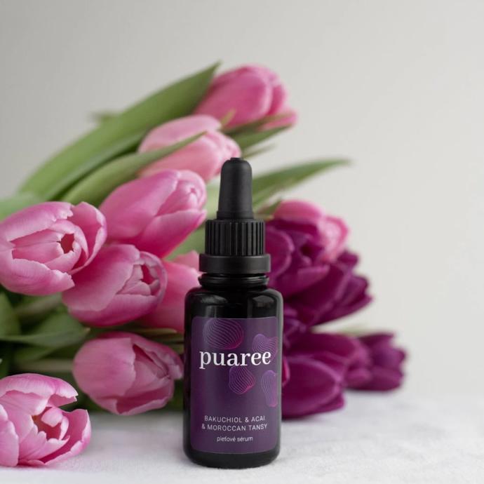 Pleťové sérum Puaree Bakuchiol & Acai & Moroccan Tansy, 990 Kč/30 ml, prodává puaree.cz
Pleťové sérum Puaree Bakuchiol & Acai & Moroccan Tansy, 990 Kč/30 ml, prodává puaree.cz