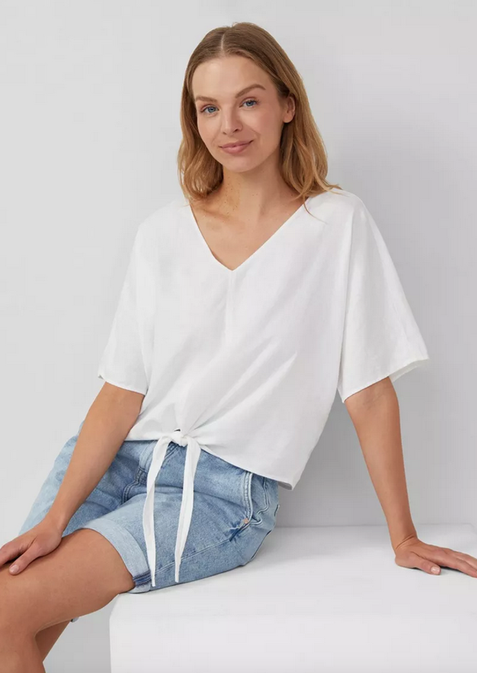 Zkrácená halenka ze směsi se lnem, s volnějším střihem Relaxed Fit, 1.399 Kč
