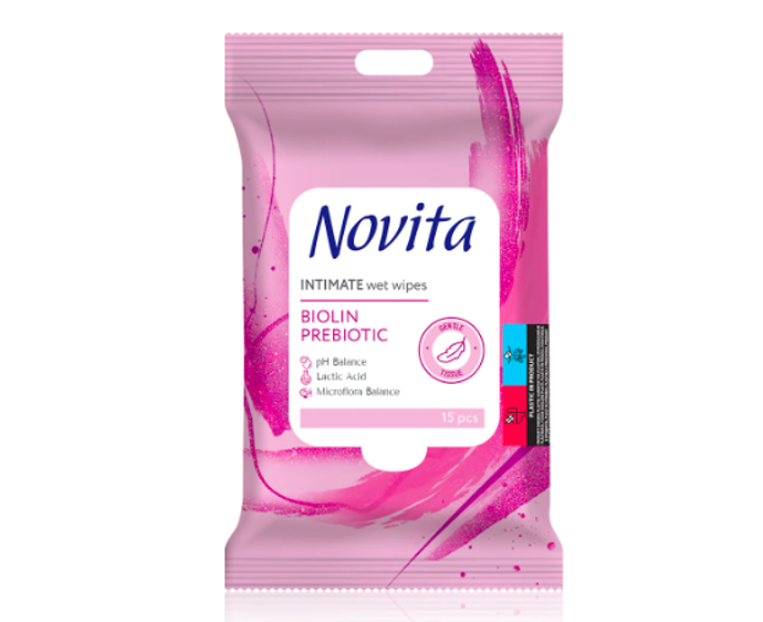 Vlhčené ubrousky na intimní hygienu, NOVITA, 40 Kč
