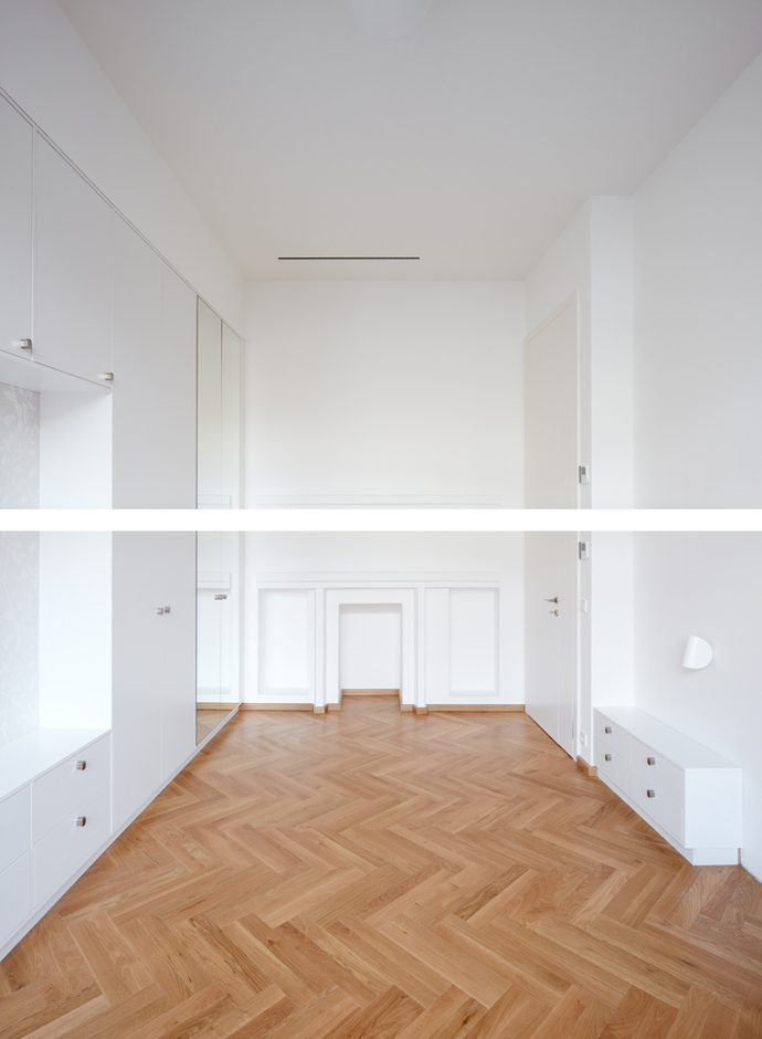 Architektům se podařilo zachovat prvky připomínající americkou inspiraci. Jsou to například velké posuvné dveře se vzácným kováním "jejektor", unikátní zábradlí, detaily krbu či okenních rámů. 
