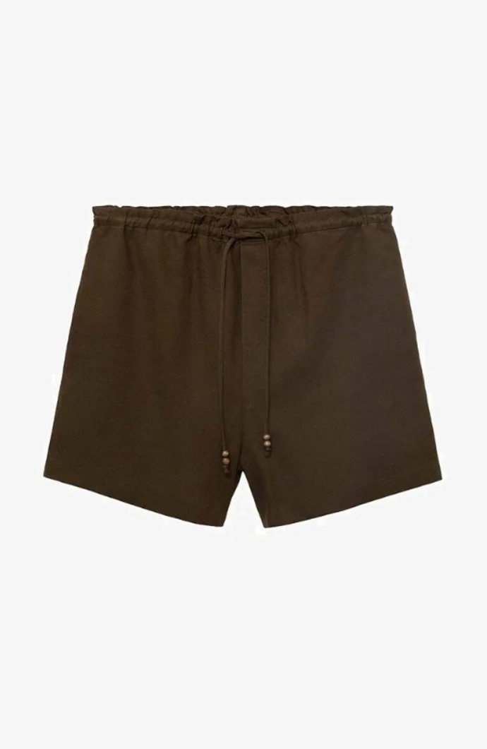 Tmavě hnědé lněné šortky, Mango, 799 Kč
