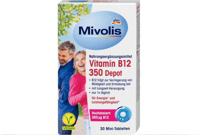 Mivolis vitamín B12 350 Depot tablety obsahují vysokou dávku vitaminu B12, který posiluje organismus ve stresových situacích, při určitých formách výživy nebo při zvýšené potřebě vitamínu B12. Dále pomáhá přispívat k normálnímu metabolismu důležitému pro tvorbu energie. Vitamín B12 také pomáhá snižovat únavu a vyčerpání. 49 Kč
Mivolis vitamín B12 350 Depot tablety obsahují vysokou dávku vitaminu B12, který posiluje organismus ve stresových situacích, při určitých formách výživy nebo při zvýšené potřebě vitamínu B12. Dále pomáhá přispívat k normálnímu metabolismu důležitému pro tvorbu energie. Vitamín B12 také pomáhá snižovat únavu a vyčerpání. 49 Kč