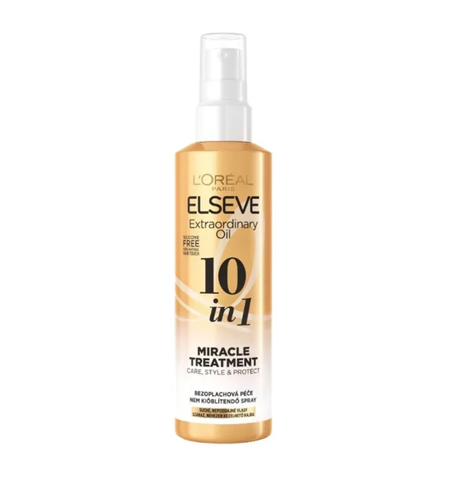 Loréal Paris Elseve Extraordinary Oil 10 in 1 bezoplachová péče poskytuje výživu, styling a ochranu vlasů před teplem a každodenními vnějšími vlivy. 185 Kč
