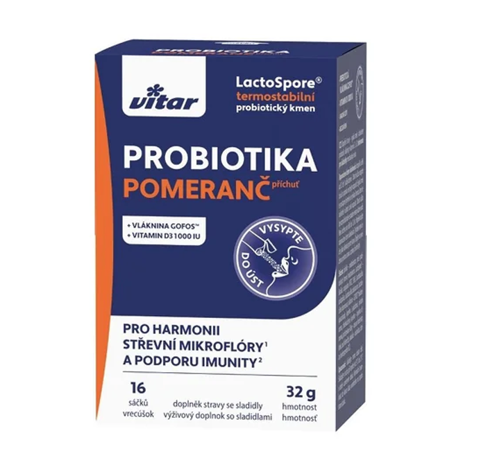 Vitar Probiotika + vláknina + vitaminy C a D obsahuje komplex 4 probiotických kmenů obohacený o prebiotickou vlákninu a vitaminy C a D, které napomáhají ke zdravé imunitě. 139 Kč
