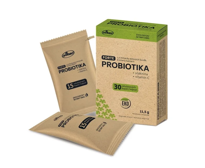 Veganské kapsle s obsahem 4 kmenů probiotických bakterií obohacené o rozpustnou vlákninu inulin a vitamin C, který je důležitý pro zdravý imunitní systém. 125 Kč
