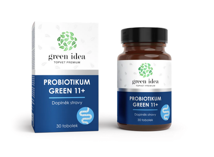 Probiotikum GREEN 11+ obsahuje unikátní směs 11 druhů živých kultur a prebiotika. Směs stimuluje imunitní systém (celkovou i slizniční imunitu), zlepšuje komfort střevního prostředí a udržuje zdravý trávicí aparát. Podporuje peristaltiku střev a potlačuje výskyt patogenních mikroorganismů. Podporuje správné a zdravé trávení. Snižuje plynatost a nadýmání. 398 Kč
