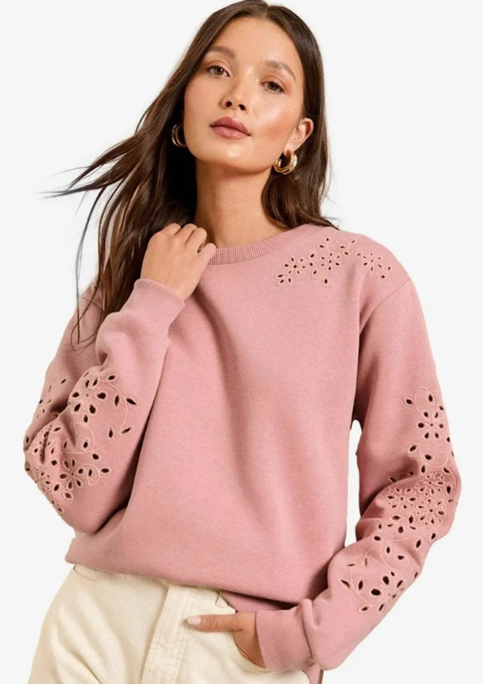 Růžová mikina se zdobením, Love & Roses, 1 435 Kč
