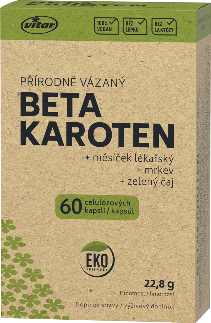 Získejte krásné a dlouhotrvající opálení včasným příjmem přirozeně vázaného beta-karotenu a dalších účinných látek s pozitivním vlivem na kvalitu, ochranu a stav vaší pokožky. Antioxidanty ji navíc ochrání před projevy stárnutí. Tento doplněk stravy je součástí EKO FRIENDLY řady, která díky svým speciálním obalům přináší menší uhlíkovou stopu a je tak šetrnější k životnímu prostředí.

VITAR EKO, Betakaroten, 60 kapslí, 176Kč
