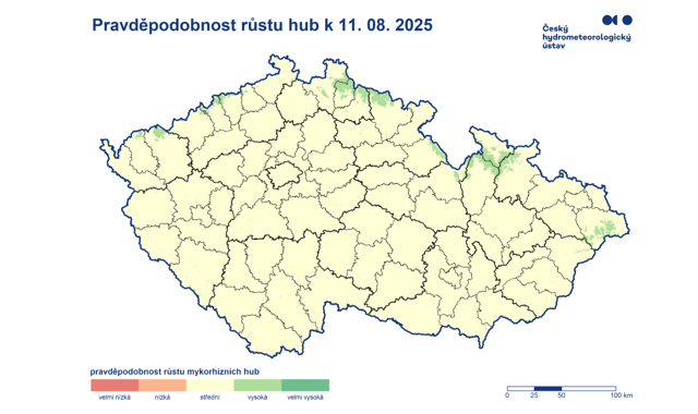 Mapa růstu hub ukazuje, kam vyrazit pro plný košík a kam se teď nevyplatí chodit