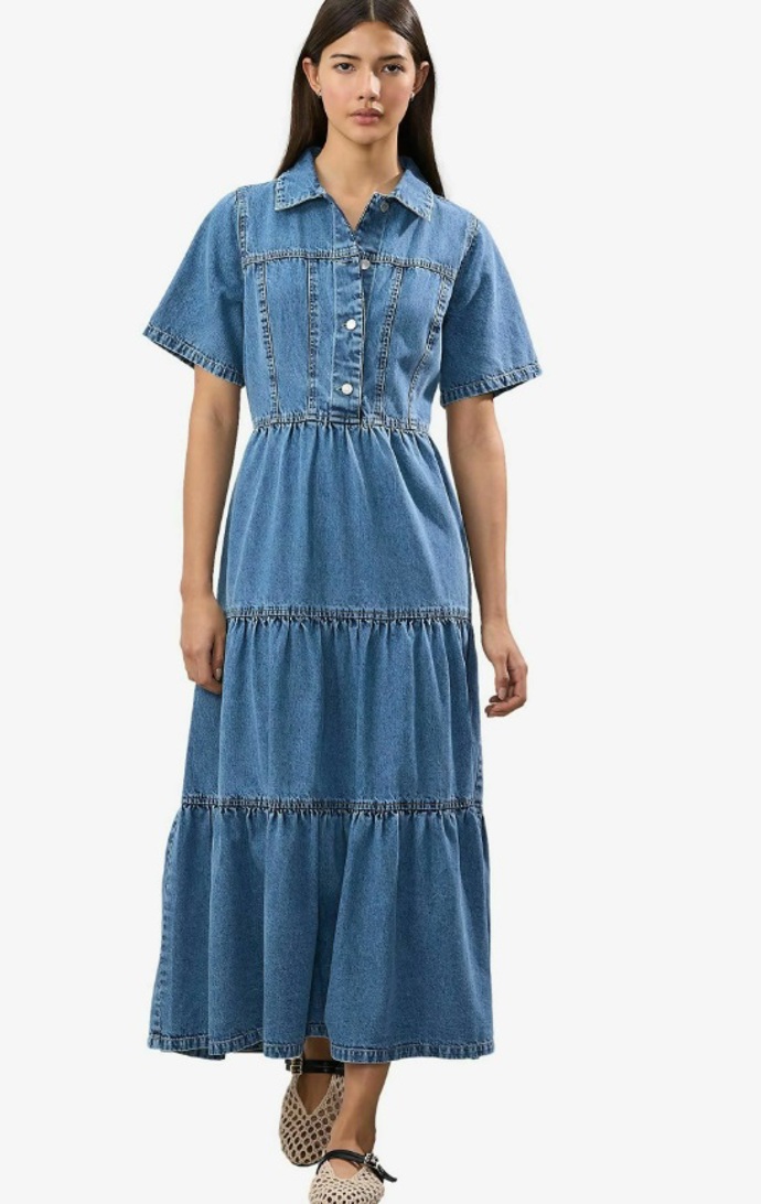 Dlouhé denimové šaty, Next, 1 480 Kč
