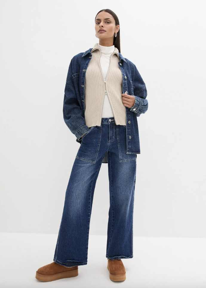 Cargo široké džíny Mid Waist, Bonprix, 549 Kč
