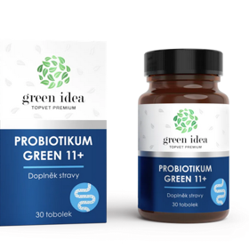 Probiotikum GREEN 11+ obsahuje unikátní směs 11 druhů živých kultur a prebiotika. Směs stimuluje imunitní systém (celkovou i slizniční imunitu), zlepšuje komfort střevního prostředí a udržuje zdravý trávicí aparát. Podporuje peristaltiku střev a potlačuje výskyt patogenních mikroorganismů. Podporuje správné a zdravé trávení. Snižuje plynatost a nadýmání. 398 Kč
