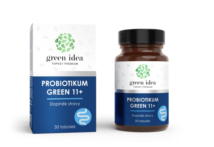 Probiotikum GREEN 11+ obsahuje unikátní směs 11 druhů živých kultur a prebiotika. Směs stimuluje imunitní systém (celkovou i slizniční imunitu), zlepšuje komfort střevního prostředí a udržuje zdravý trávicí aparát. Podporuje peristaltiku střev a potlačuje výskyt patogenních mikroorganismů. Podporuje správné a zdravé trávení. Snižuje plynatost a nadýmání. 398 Kč
