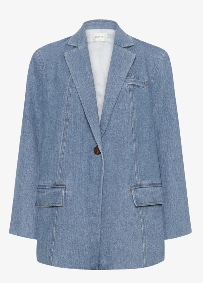 Džínový oversized blejzr, Gestuz, 2 896 Kč
