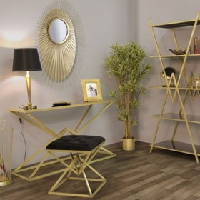 Designová art deco sestava nábytku do předsíně Triangolo Oro v černé a zlaté barvě s geometrickými prvky, od 4 590 Kč
