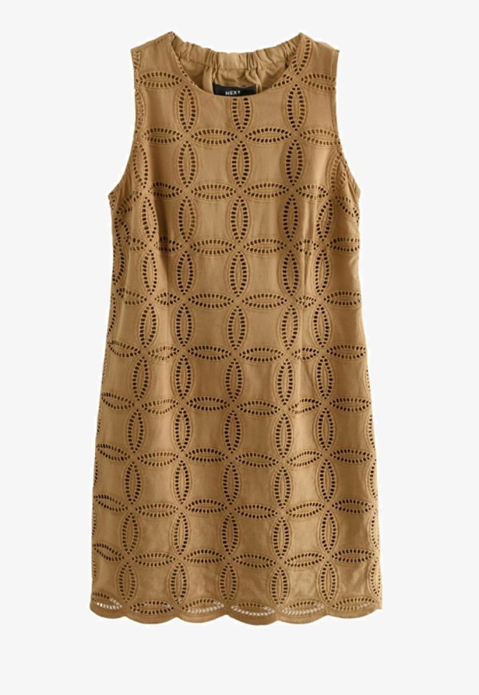 Áčkové shift dress s madeirou, Next, 1 428 Kč
