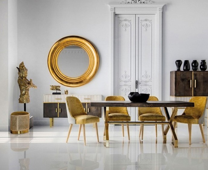Luxusní glamour jídelní sestava Golden Rush v art deco stylu, od 10 990 Kč
