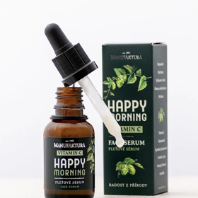 Happy Morning rozjasňující pleťové sérum s vitamínem C, Manufaktura, 429 Kč

Unikátní pleťové sérum s vitamínem C a niacinamidem, obohacené o kyselinu hyaluronovou a prebiotika z fermentovaného ovsa přináší vysoce účinnou péči o pleť s okamžitými i dlouhodobými výsledky. 
